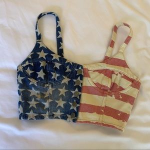 American Flag Jean Crop Top